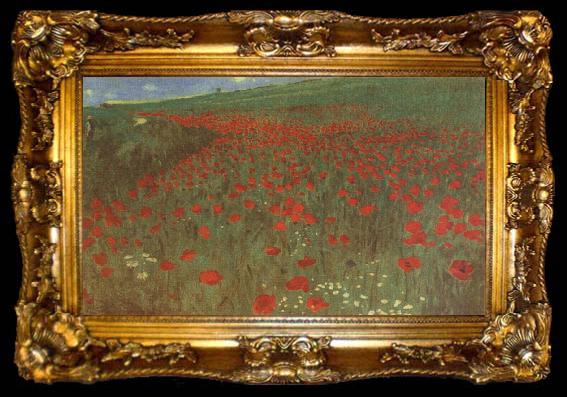framed  Merse, Pal Szinyei A Field of Poppies, ta009-2